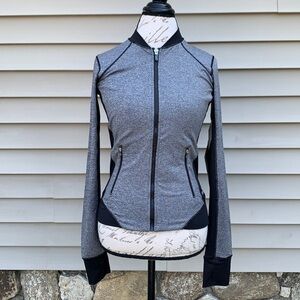 Nicole Miller NEW YORK ACTIVE Slim Fit Black Heather Marled Baseball Jacket